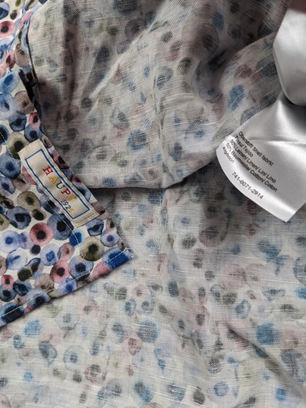 Haupt Shirt Linen Blend Button Up Geometric Short Sleeve Multicolor Mens Large - Picture 4 of 8
